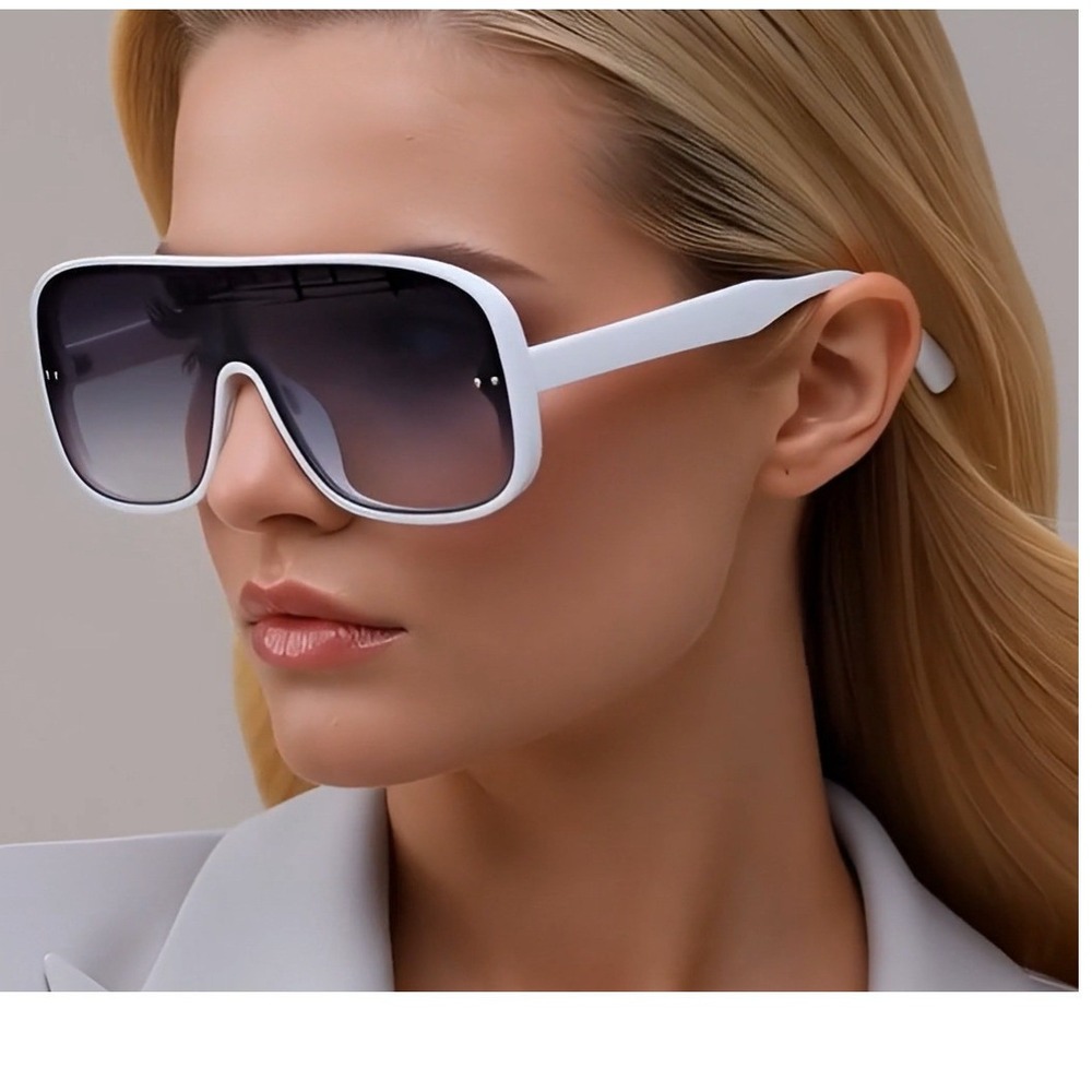 Oversized Shield Sunglasses White Frame Fashion‎ Visor Sun Glasses Women Men New